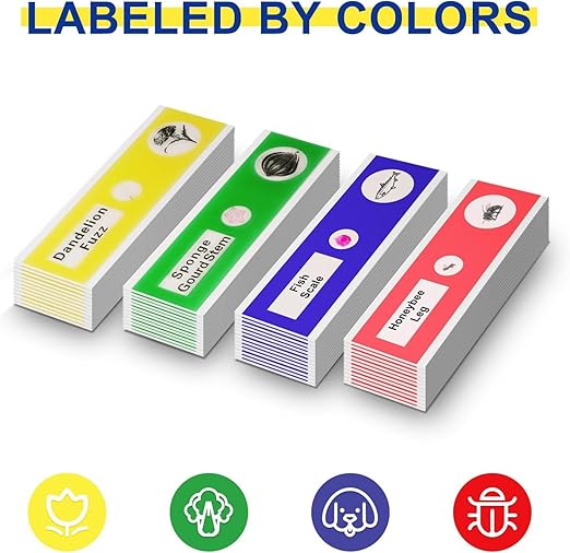48Pcs Prepared Microscope Slides Specimen Animals Plants Flowers Sample Biological Specimen, Stereo Microscope Slide for Kids Children Students Enlighten Education