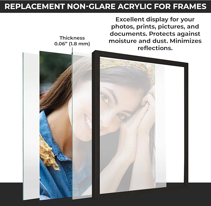 Non-Glare Acrylic Replacement for 5x8 Picture Frame, Replacement Plexiglass for 5x8 Photo Frame, UV-Resistant Non-Glare Acrylic Cover Sheet