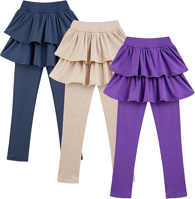 Girls School Uniform Pants Leggings with Skirts Stretch Warm Jegging 4-12 Years