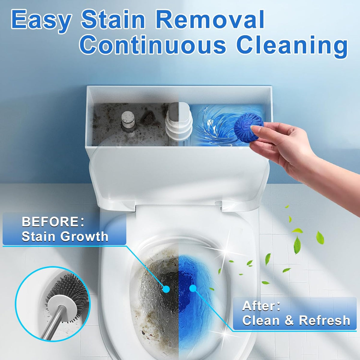 Toilet Bowl Cleaner Tablets 32 Packs-85oz, Ultra-Clean Blue Cleaners for Deodorizing & Descaling, Long-Lasting Automatic Toilet Tank Cleaners, Against Tough Stains