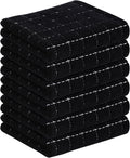 Homaxy 100% Cotton Terry Kitchen Towels(Black, 13 x 28 inches), Checkered Designed, Soft and Super Absorbent Dish Towels, 6 Pack