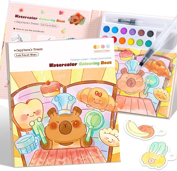 Paint with Water Coloring Books for Kids Ages 3-5, 4-8 – Cute Coloring Book for Teens,Arts and Crafts for Kids Ages 3 4 5 6 7 8+, Birthday Gift Toys for Girls Boys,Travel Toys-Capy