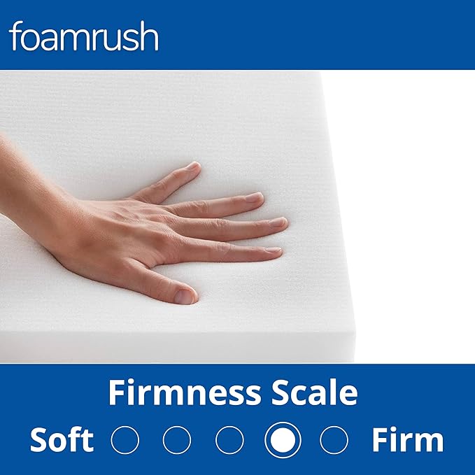 FoamRush 4" H x 24" W x 24" L Upholstery Foam Cushion High Density (Square Foam for Dining Chairs, Chair & Wheelchair Seat Cushion Replacement)