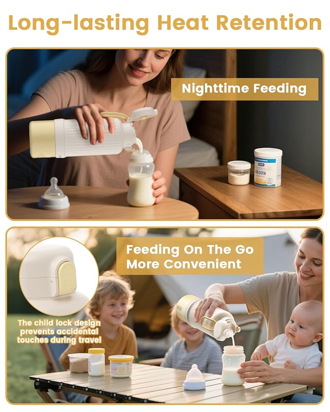 Portable Baby Bottle Warmer for Travel – 17oz Cordless Milk Warmer with Detachable Battery, USB Rechargeable Breast Milk Warmer, Baby Bottle Heater for Home and On-The-Go Use