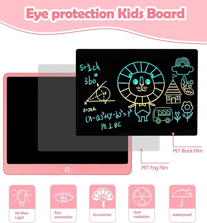 LCD Writing Tablet Doodle Board, 16inch Colorful Drawing Tablet Writing Pad, Kids Travel Essentials, Toddler Toys for 3 4 5 6 7 8 Year Old Girls Boys- Christmas and Birthday Gifts