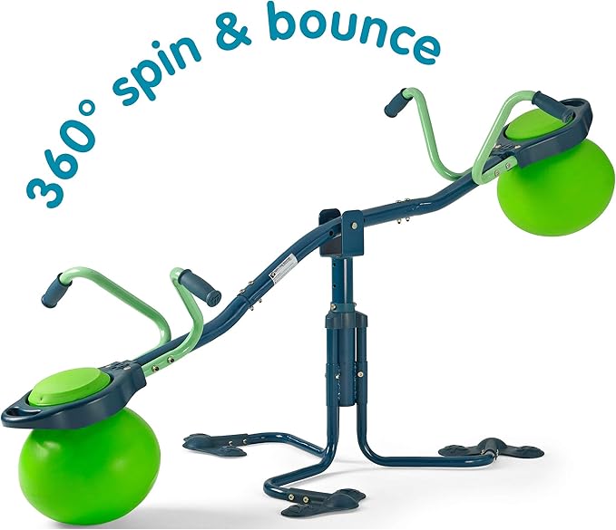 TP Activity Spiro Hop Bouncer Teeter Totter - Teeter Totter Playset That Spins 360° - Holds up to 75 lbs per Seat, Green/Lime (TP749)
