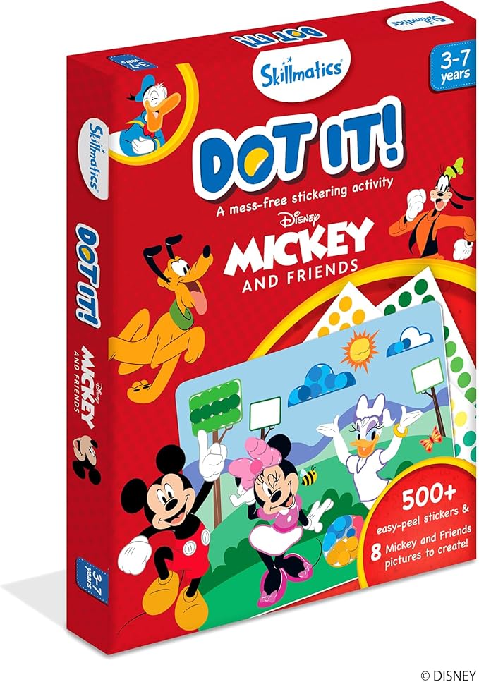 Skillmatics Dot It Sticker Art - Disney Mickey & Friends, Mess-Free Fun for Kids, 500+ Stickers, Craft Kits, DIY Scrapbooking Activity, Travel Toys, Gifts for Boys & Girls Ages 3, 4, 5, 6, 7