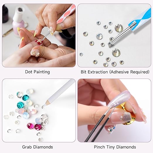 3 PCS 110ml B7000 Glue Clear with Precision Tip, B7000 Rhinestone Glue Set, Craft Glues with 5-Point Pen Tool, Crayon, and Tweezers, Fabric Glues is Used for Nails, Jewelry, Shoes, Fabrics