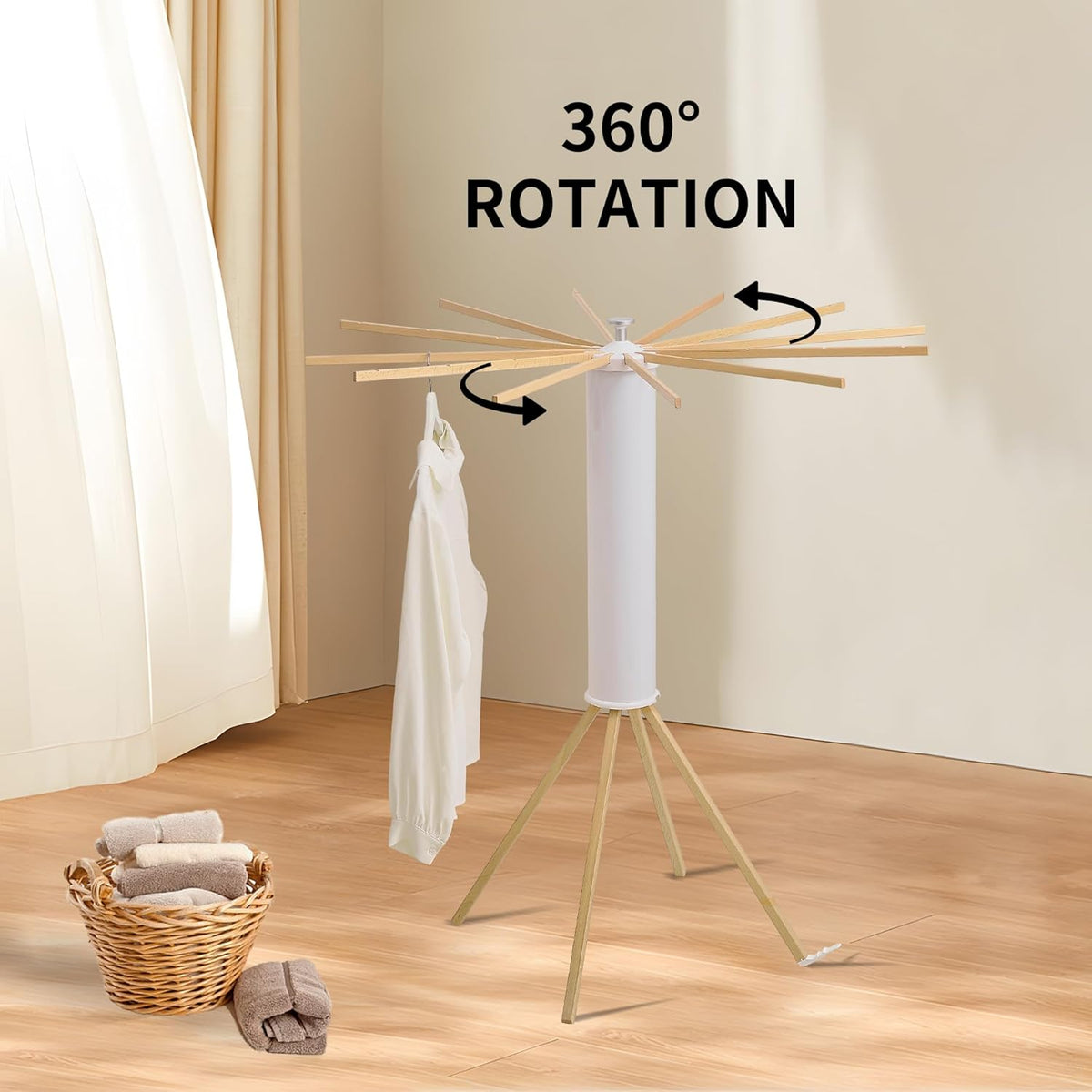 Clothes Drying Rack 4 Legs,Laundry Hanger Dryer Rack,Portable Drying Rack,Foldable Drying Rack-Drying Rack Clothing Laundry Bedroom Household Wooden-12rods