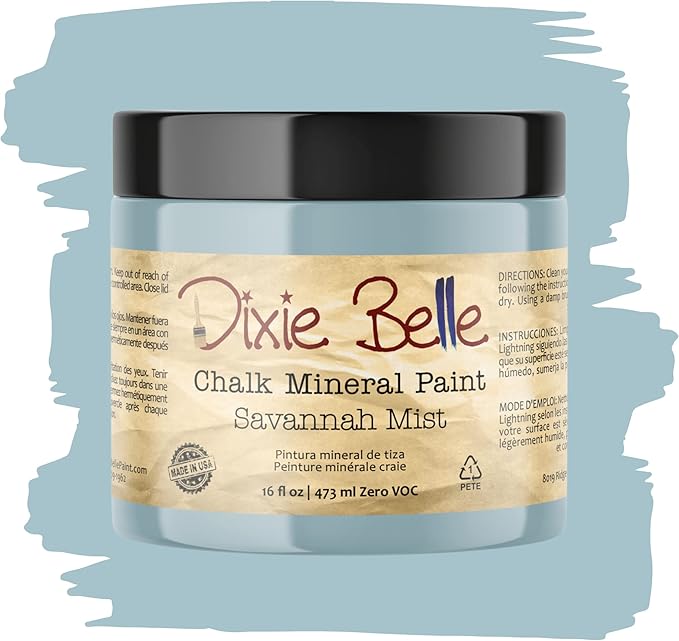 Dixie Belle Paint Company Chalk Finish Furniture Paint - Savannah Mist (16oz) - Matte Cloudy Blue Chic Chalk Mineral DIY Furniture Paint