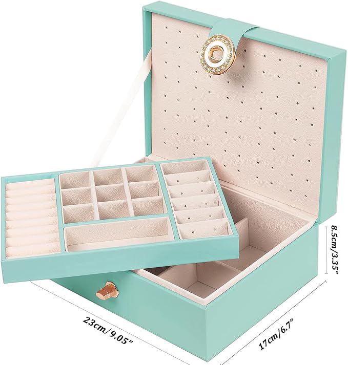 Girls Jewelry Box for Earrings Jewelry Organizer Box Teen Girls Earrings Organizer Jewelry Box Earring Holder Organizer Stud Earring Box for Girls Womens Jewelry Case Organizer Teal