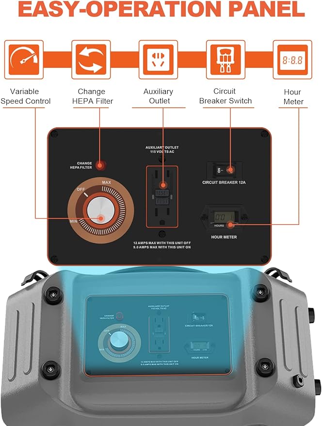 Abestorm Air Scrubbers, Industrial Commercial Air Scrubber with MERV-10 Filter, HEPA/Activated Carbon Filter for Particle Capture, Stackable Negative Air Cleaner Machine, V3