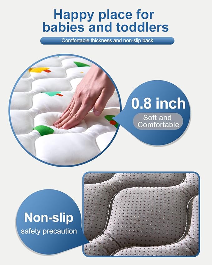 Odorless Premium Foam Baby Play Mat 50" x 50", Soft Microfiber Fabric Crawling Mat for Floor- Comfortable and Hypoallergenic, Non-Slip Cushioned Floor Playpen mat for Infants,Babies,Toddlers