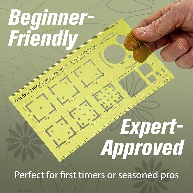 Garden Tutor Square Planning & Drafting Kit – Plan High-Yield Vegetable Gardens with Durable Stencil, Graph Paper & Guide for Grid or Row Designs