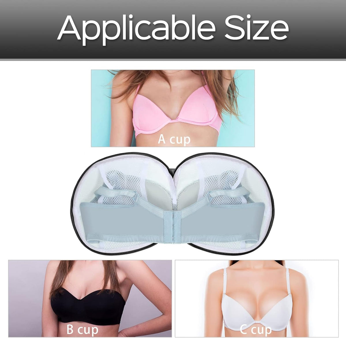 Shappy 6 Pieces Bra Washing Bag for Laundry Mesh Wash Lingerie Underwear Brassiere Washing Bags with Zipper for Women Laundry Storage(7.87 Inch,Black)