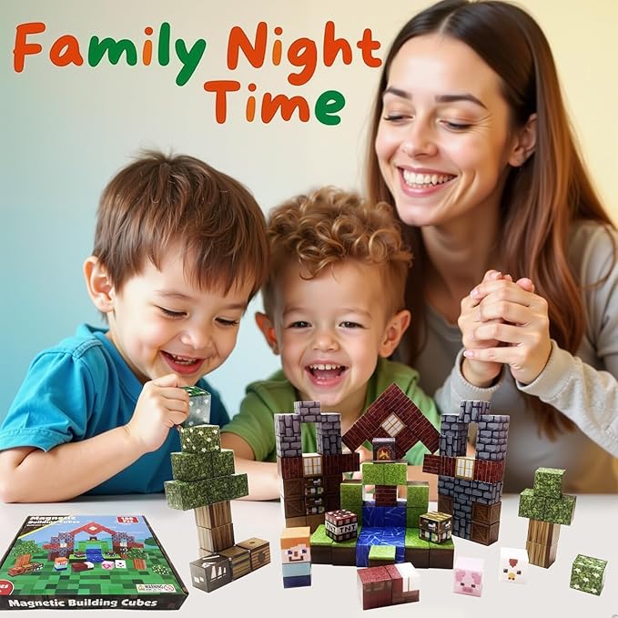 Magnetic Blocks Animals Magnet Cubes 100Pcs Montessori Building Block Sets STEM Sensory Construction Toys for Boys Girls Ages Kids 3-12 Birthday Party Gifts