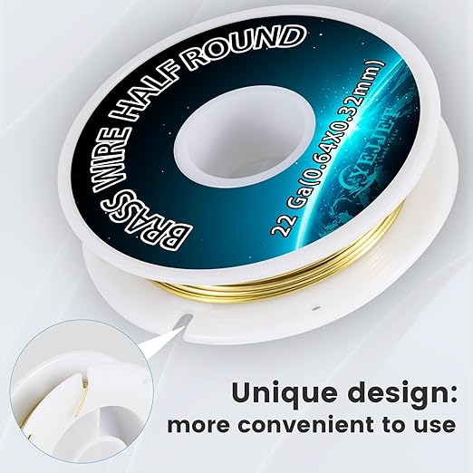 Extra Long 22 Gauge Half Round Brass Wire 0.64x0.32mm - 3.0 oz 170 Feet Wire Art, Crafting Bulk Spool