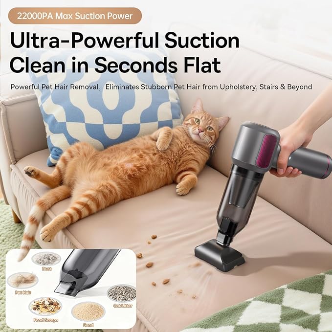 REWONDER Car Vacuum Cleaner High Power, 22000Pa Vacuum Cleaner & 110000RPM Air Duster, Handheld Vacuum with 7800mAh Battery for Valentines Day Gifts, Storage Bag & Multi-Nozzles for Car, Home