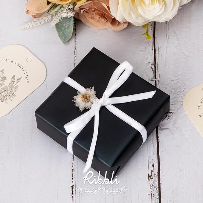 Ribbli White Satin Ribbon Double Faced Satin 1/4 Inch x Continuous 100 Yards-White Ribbon for Gift Wrapping Crafts Wedding Decoration Bows Bouquet Floral Arrangement