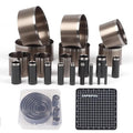 21 Pieces Leather Circle Cutter Tool Set, Hole Punch Tools with 1-12mm 15 20 25 30 35 40 45 50 55mm, High Carbon Steel Round Cutting Dies, Hole Punch Tool Kit for DIY Leather Crafts