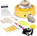 Mini Pottery Wheel Kit - 6" Pottery Wheel for Kids, Teens & Adults Beginners, 2 Lb Air Dry Clay & 18PCS Clay Tools Included, Crafts for Home DIY, Ceramic Work & Art Creatio