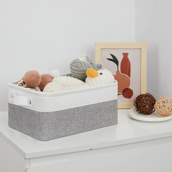 Bidtakay Small Storage Baskets for Organizing [4-Pack] Fabric Storage Bins for Baby Organizer Shelf Baskets for Nursery Storage Collapsible Closet Storage Bins for Home Organization - 11.8x7.8x5 In