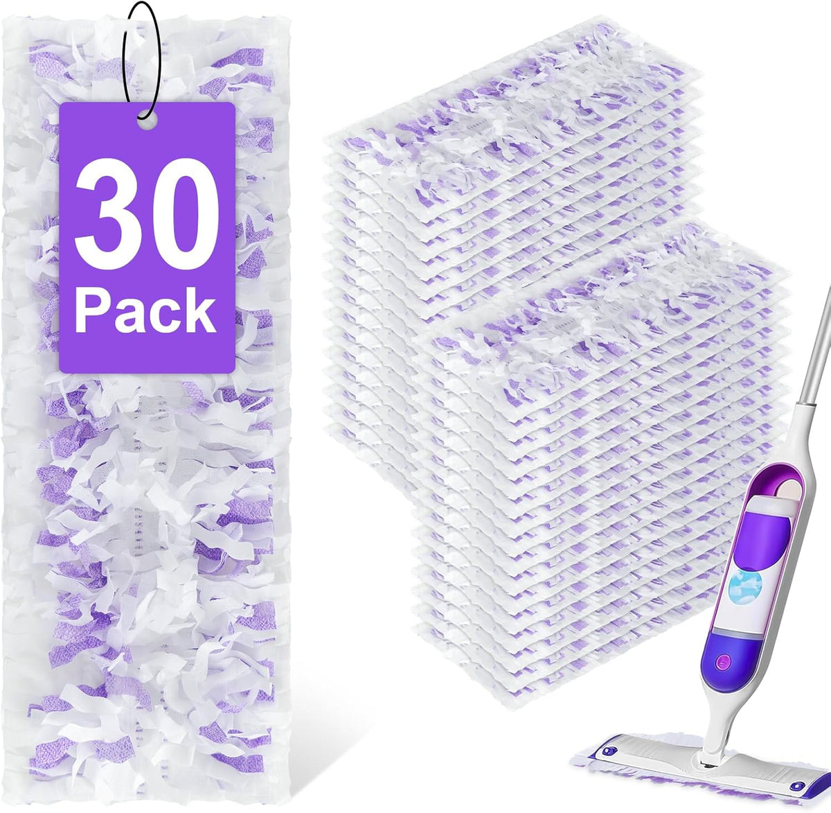30 Pack Power Mop Refills Pad for Swiffer Power Mop, Disposable Spray Wet Pad Refills for Swiffer Power mop Multi-Surface &Wood Mopping Pad Refills