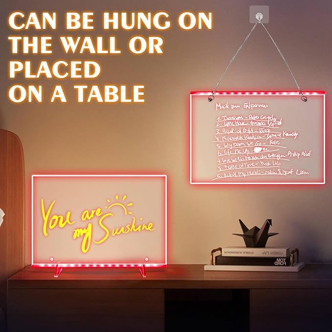 Dolanus LED Drawing Board for Kids - Doodle Glow, lumiboard, Note Board with 7 Colors 4 Modes Lights, Birthday Gift for 8 9 10 11 12 Year Old Girls Kids Teen Boys, Include Adapter, 7 Markers