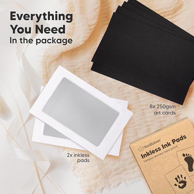 2-Pack Inkless Baby Hand and Footprint Kit - Mess Free Ink Pad for Newborn Keepsake, Dog Nose & Paw Print Kit, Clean Touch Ink Pad for Baby Hand & Footprints, Ideal New Mom Gifts (Silver)