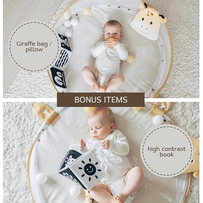 6-in-1 XL Play Mat & Play Gym, Baby Gym, Baby Activity Gym, Sensory Exploration and Motor Skill Development Toys (Sand)