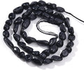 Black Tourmaline Pebble Nugget Oval Free Tumbled Stone 6-8mm Natural Gemstone Loose Beads Approx 15.5 inch for DIY Jewelry Making