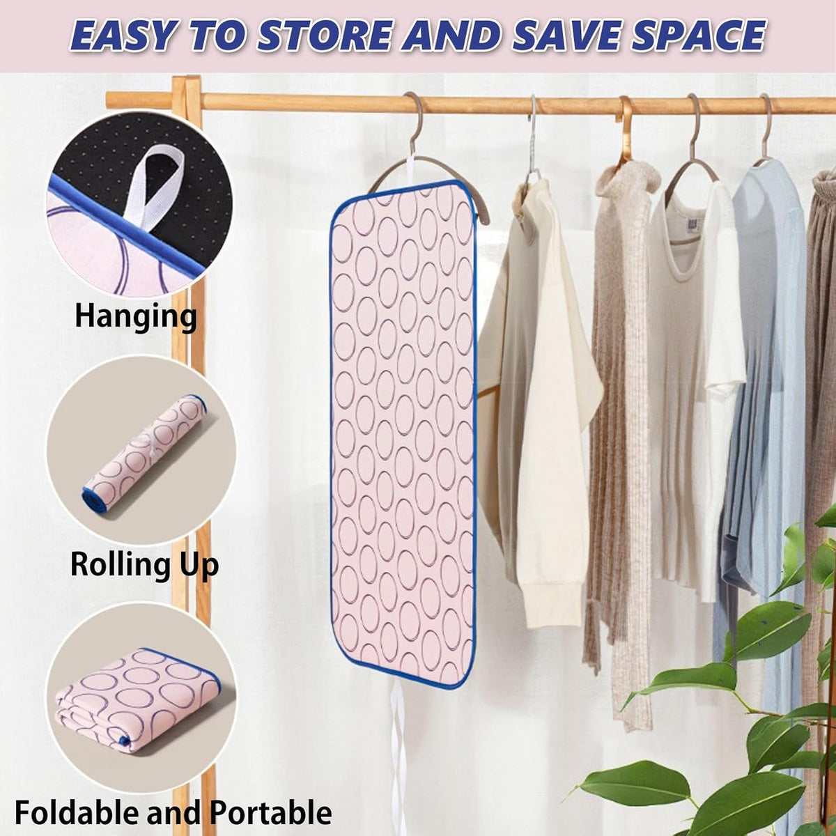 Portable Ironing Mat for Table Top Iron Pad for Countertop Thick Ironing Blanket Over The Door Steamer Pad Washer Dryer Heat Resistant Mat Travel Ironing Board (Large 47.2"x23.6")