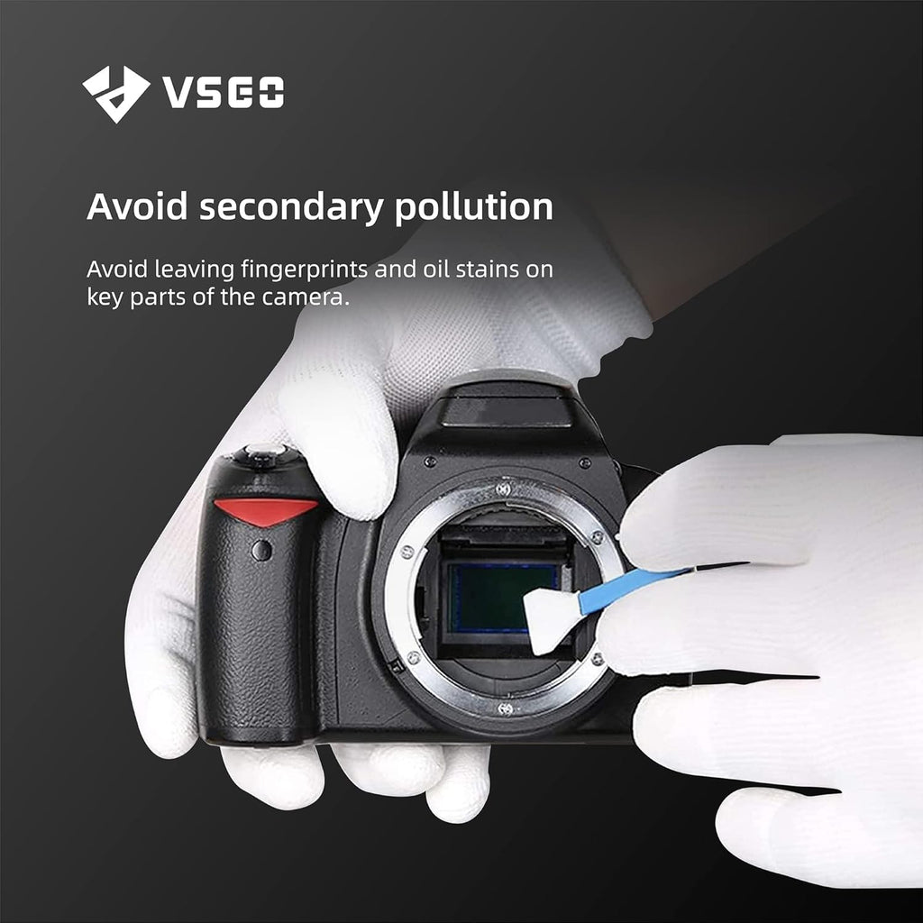 VSGO Professional Camera Cleaning Gloves Anti-Static for Camera and Sensor Cleaning, Compatible with Precision Instruments, White (DDG-1)
