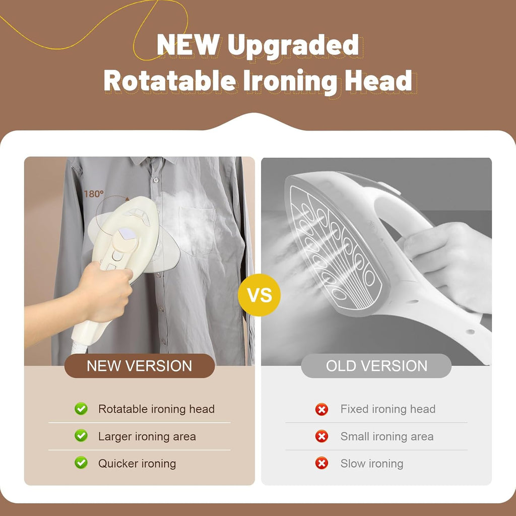 Standing Garment Steamer 1500W Professional Steamer for Clothes 25s Fast Heat-up with Rotating Ironing Head 1.6L/54 fl.oz Water Tank, Self-cleaning Function, Foldable Ironing Board, Ironing Gloves