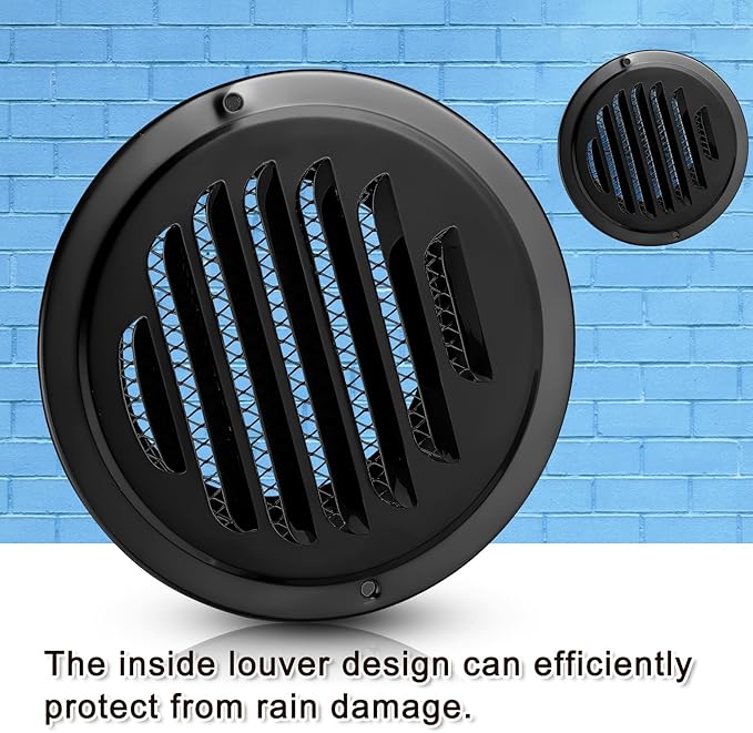 Zonon 12 Pcs Stainless Steel Soffit Vents 4 Inch Round Dryer Vent Cover with Mesh Screen for Home Outdoor Bathroom Wall Ceiling Outside Exterior Exhaust (Black)