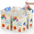 13 Gallon Disposable Trash Cans with Built-in Handles, 4 Pack Extra Large Portable Trash Can, Waterproof Layer Reusable Garbage Cans, Extra-Thick Cardboard Recycling Bins, Perfect for Parties,Colorful