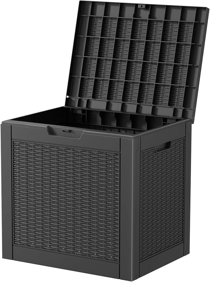 31 Gallon Outdoor Storage Box – Resin Deck Box with Lockable Lid, Waterproof Patio Furniture Storage for Tools, Garden & Yard Organization