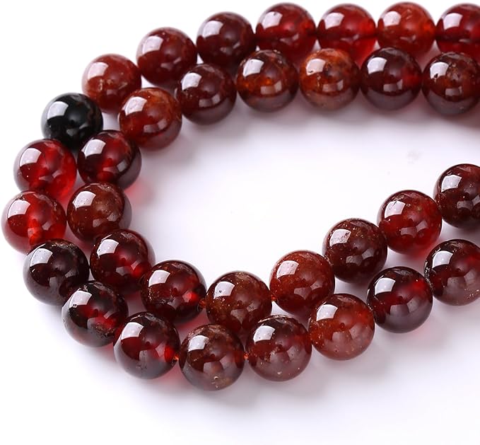 6MM 60PCS Natural Orange Garnet Beads Round Loose Beads for Jewelry Making DIY Necklace Accessories Energy Crystal Healing Power Bracelet
