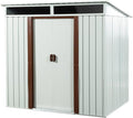 6X5 FT Outdoor Storage Shed, Waterproof Metal Garden Sheds with Lockable Door, Steel Tool Storage Buildings Shed & Outdoor Storage House for Garden, Backyard, Patio, Lawn, Trash Cans(White)