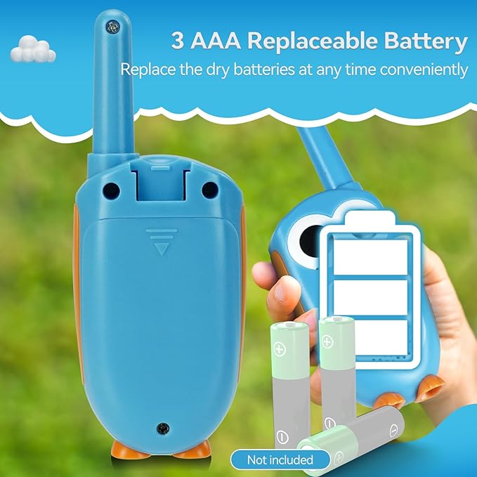 Retevis RT30 Kids Walkie Talkies, Toddler Toys for 4-6 Year Old Boys Girls, Small Owl Toy Walkie Talkie for Kids, Easy to Use, LED Eyes, Christmas Holiday Toy Gifts, Indoor Role Play(Blue,2 Pack)