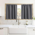 RYB HOME Blackout Curtains for Kitchen, Over Sink Privacy Curtains Window Decor, Thermal Insulating Drapes for Bathroom Cafe Bedroom Small Window, W 42 x L 24 inch, Grey, 2 Panels