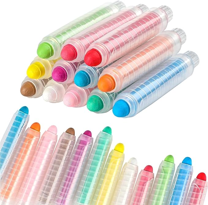 48 Pcs Dustless Chalk Colored twistable Chalk for Blackboard Doodling, Drawing, Writing, Colour Mixture