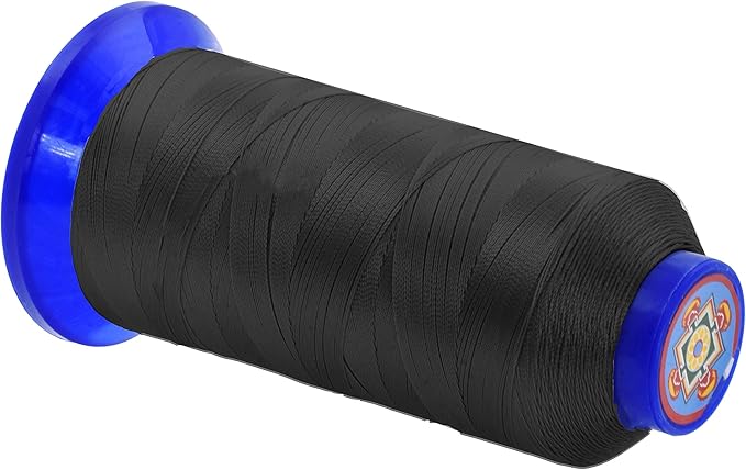 Mandala Crafts Black Heavy Duty Thread -1500 Yds Tex 70 Thread for Sewing Drapery Jeans Leather Hair - Bonded Polyester Thread Outdoor Marine Upholstery Threads