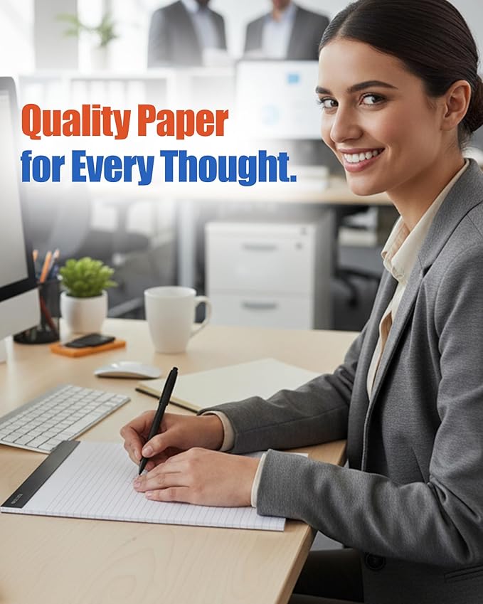 Mintra Office Legal Pads - ((PREMIUM WHITE 6pks, 8.5in x 11in, WIDE RULED))
