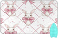 Easter Bunny Bows Pink Ironing Mat Thickened Ironing Blanket Travel Portable Double-Side Using Ironing Pad Travel Isolate Heat Pad Cover for Washer Dryer Table Top Countertop 27.6x47.2in