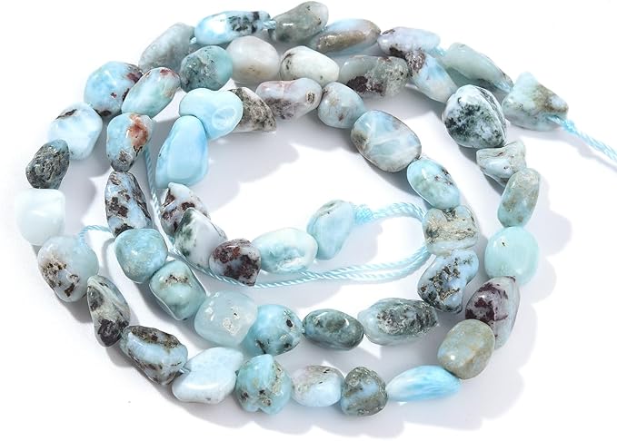 Larimar Pebble Nugget Oval Free Tumbled Stone 6-8mm Natural Gemstone Loose Beads Approx 15.5 inch for DIY Jewelry Making