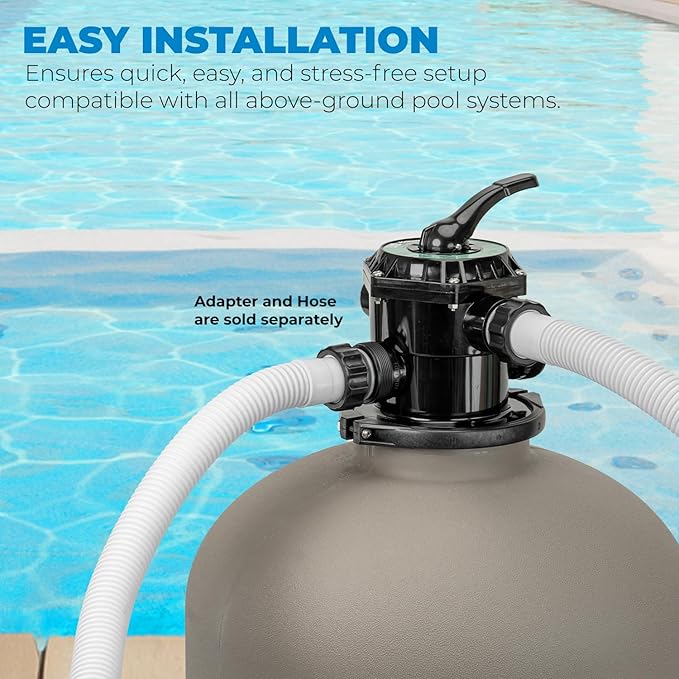 XtremepowerUS 19" Above Inground Swimming Pool Sand Filter System 7-Way Multi-Port Valve Pool Filter up to 24,000 Gallons with Stand