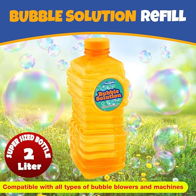 Bubble Solution | Bubbles Refill Solution 68 Oz. | Ready to Use Solution for Bubble Machines, Wands, Guns, & Other Bubble Blower Toys for Toddlers & Kids | Easy Grip Bulk Bottle