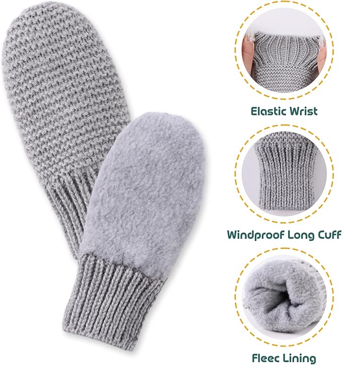 Basic Winter Baby Beanie Gloves Boys Girls Knitted Hat Pompom Kids Earflap Hats Warm Infant Toddler Beanie Mittens Set