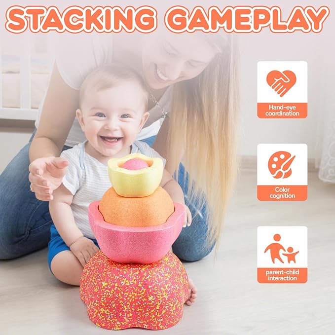 Sound Stepping Stones for Kids - 5 Pcs Non-Slip Indoor or Outdoor Balance Stones, Obstacle Course Coordination Game for Aged 3 4 5 6, Sensory Toys for Toddlers, Birthday Gifts